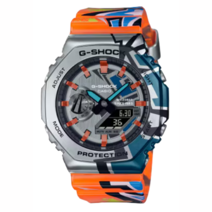 Casio G-Shock Street Spirit Series GM-2100SS-1A Graffiti Multicolored Orange Resin Band Men Sports Watch